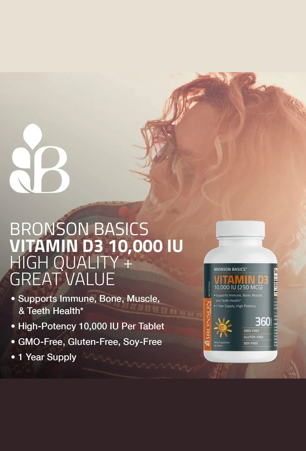 Vitamina D3 10,000 Ui (250 Mcg) Apoyo Inmunológico 360 Tabletas