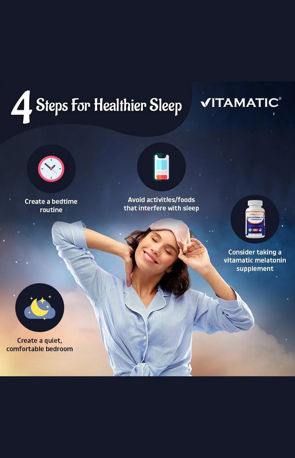 Vitamatic Melatonina Y Magnesio 120 Tabs 200g