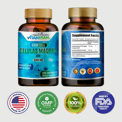 Celulas Madre Stem Plus Alga Afa 1000 Mg 120 cápsulas