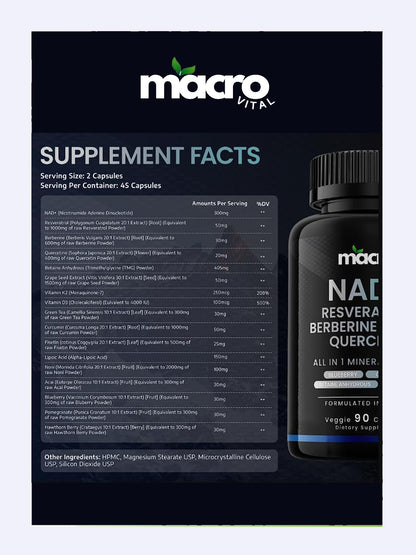 Nad Resveratrol Y Quercitina Max Potente 90 cápsulas