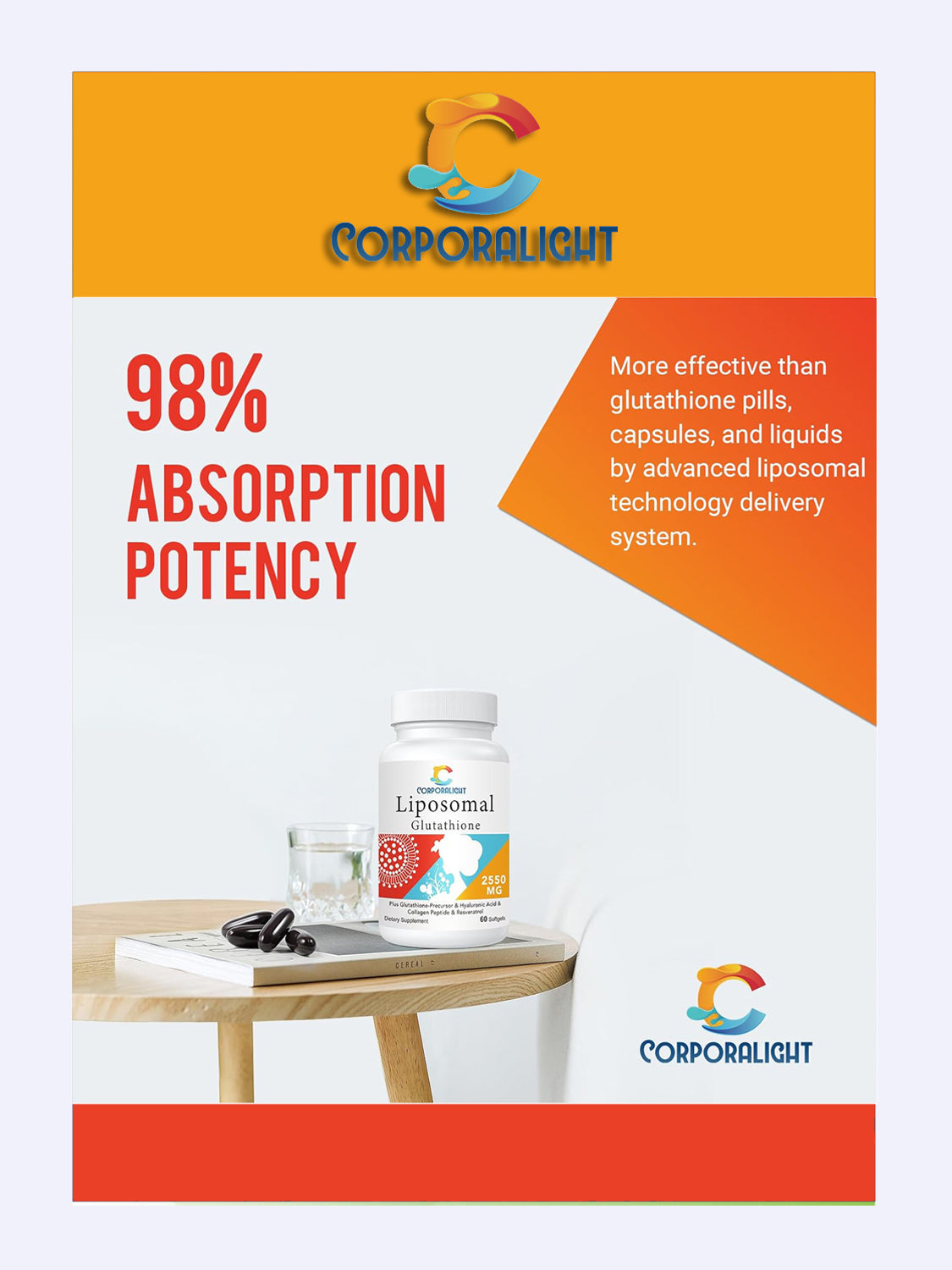 Glutatión Liposomal Premium De 2550mg Máxima Absorción 60 cápsulas