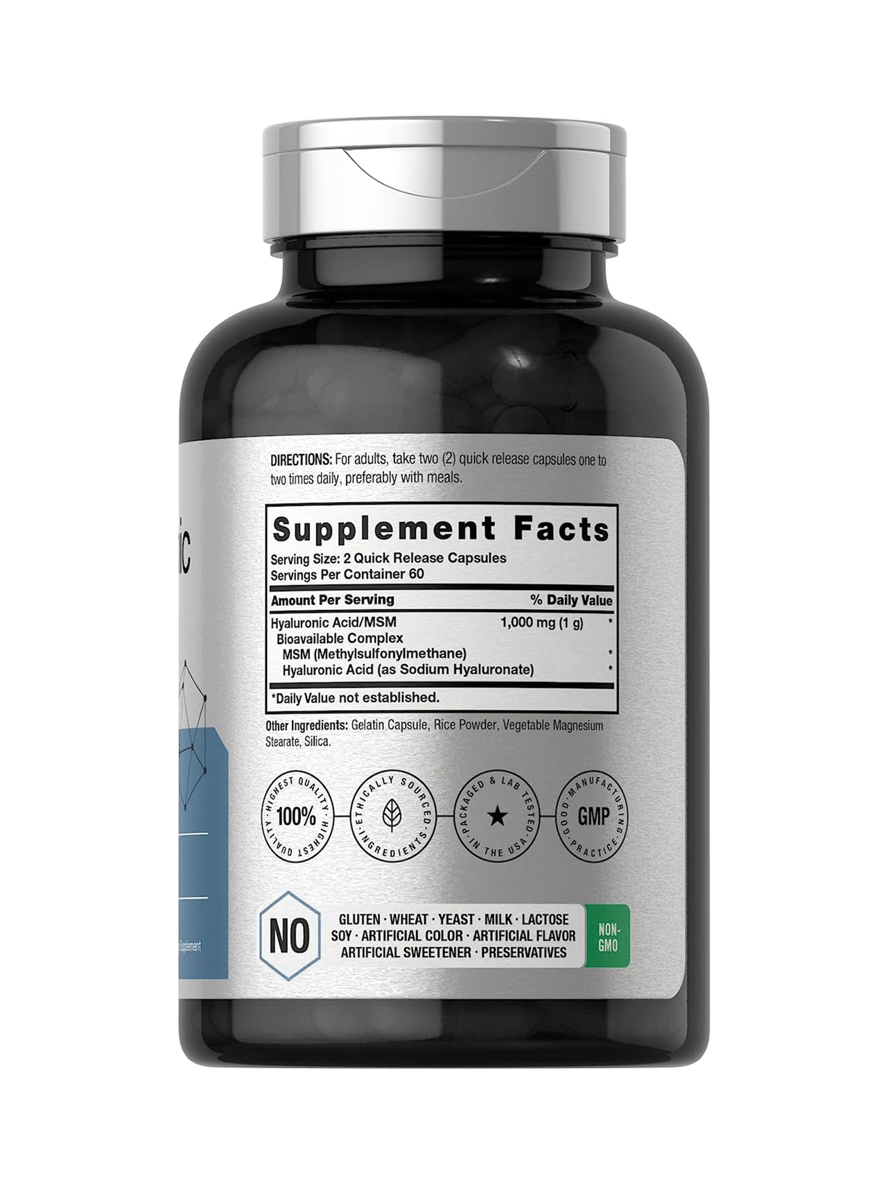 Ácido Hialurónico Con MSM Horbäach 1000mg 120 Caps