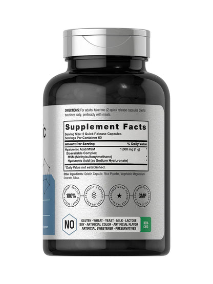 Ácido Hialurónico Con MSM Horbäach 1000mg 120 Caps