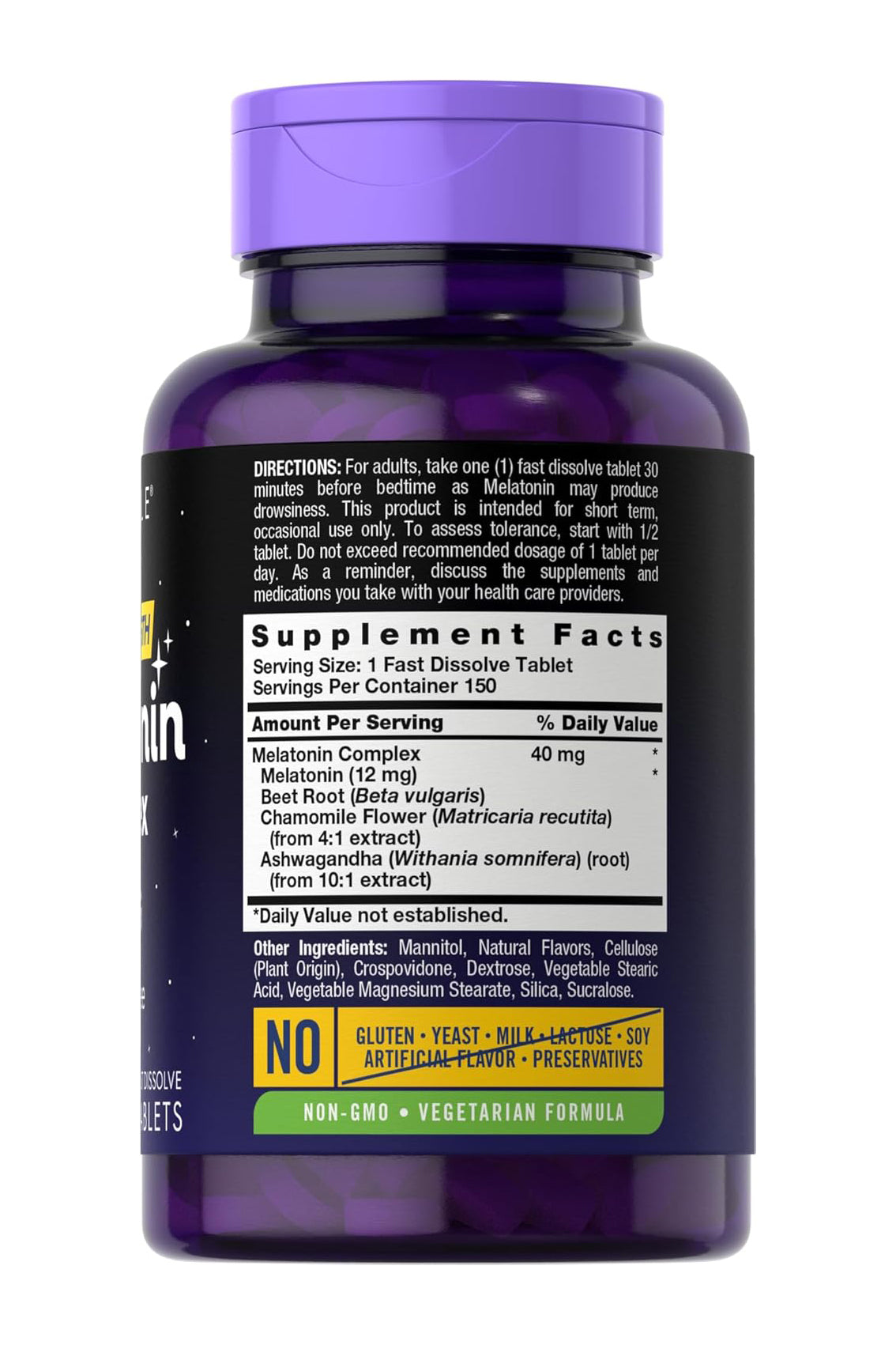 Melatonina Max Potente 40 Mg Formula Premium 150 tabletas