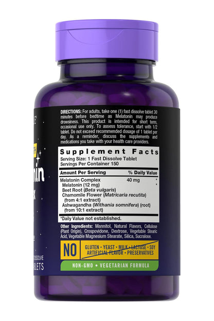 Melatonina Max Potente 40 Mg Formula Premium 150 tabletas