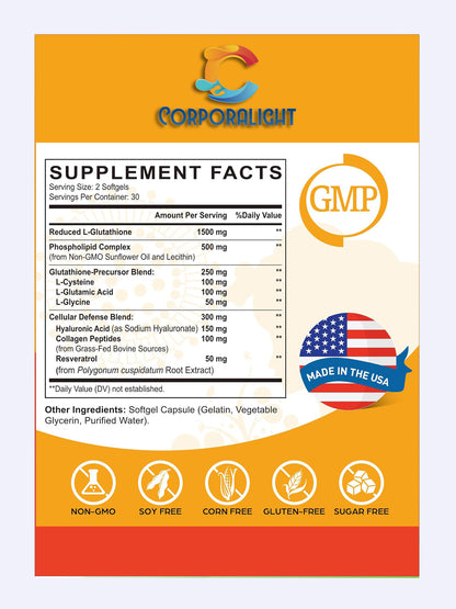 Glutatión Liposomal Premium De 2550mg Máxima Absorción 60 cápsulas