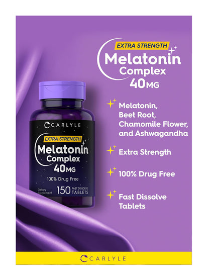 Melatonina Max Potente 40 Mg Formula Premium 150 tabletas