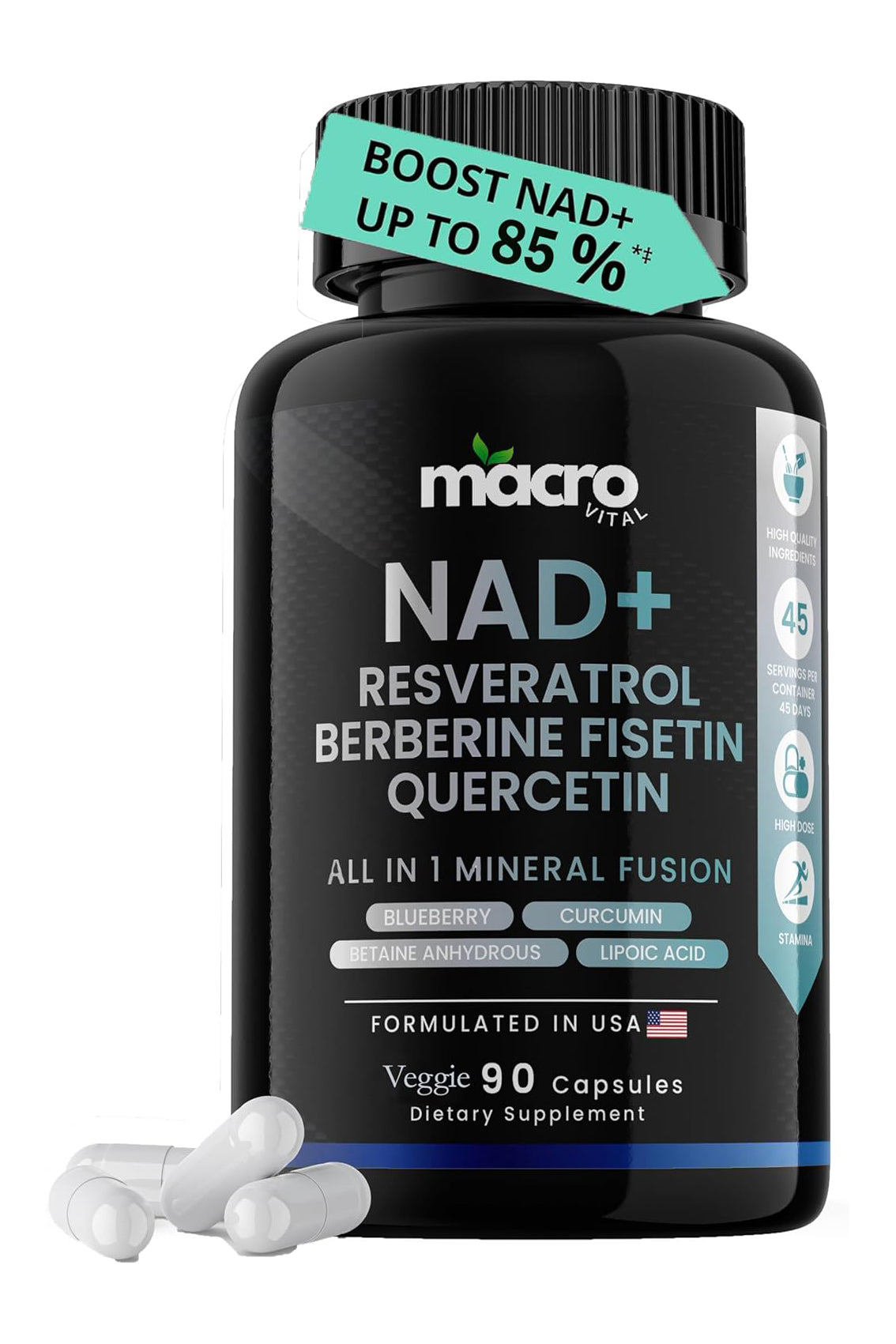 Nad Resveratrol Y Quercitina Max Potente 90 cápsulas