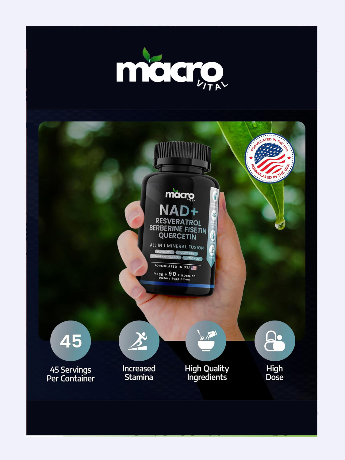 Nad Resveratrol Y Quercitina Max Potente 90 cápsulas