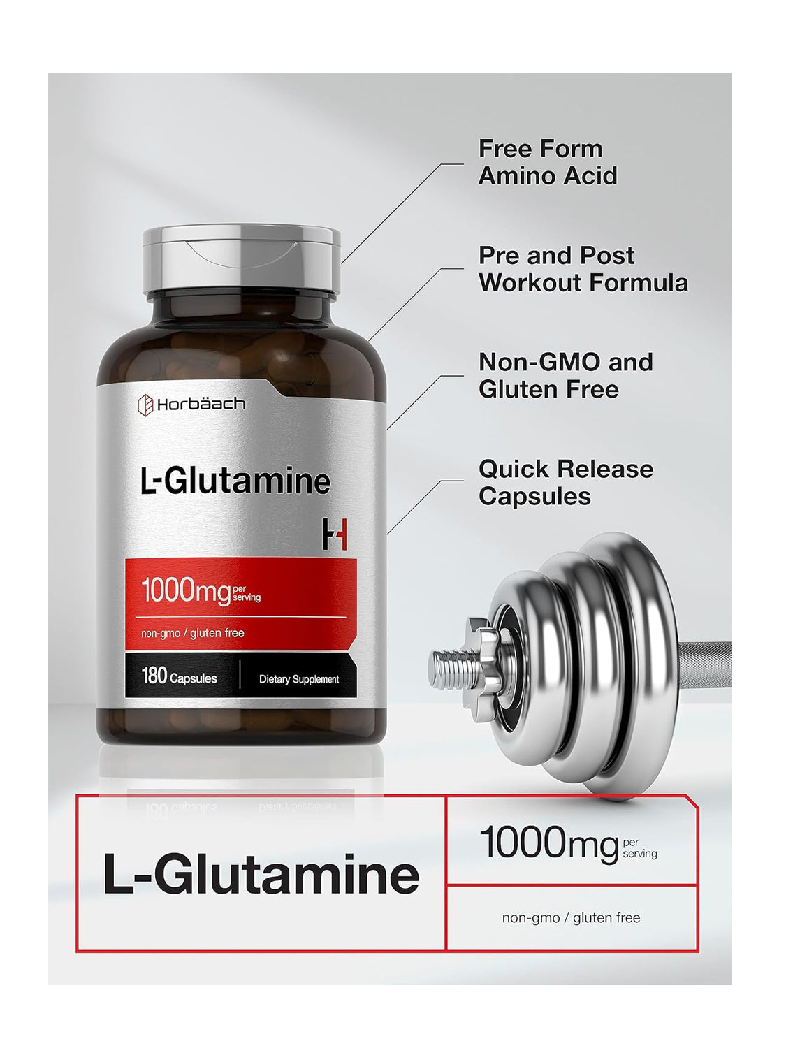Cápsulas L De Glutamina 1000mg 180 Unidades