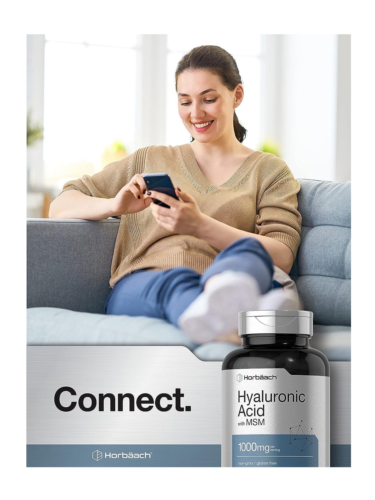 Ácido Hialurónico Con MSM Horbäach 1000mg 120 Caps