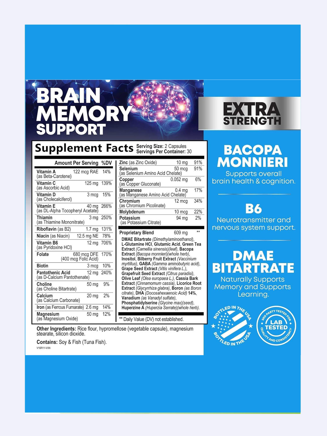 Soporte Cerebral Nootrópico Mejora de Memoria 60 cápsulas