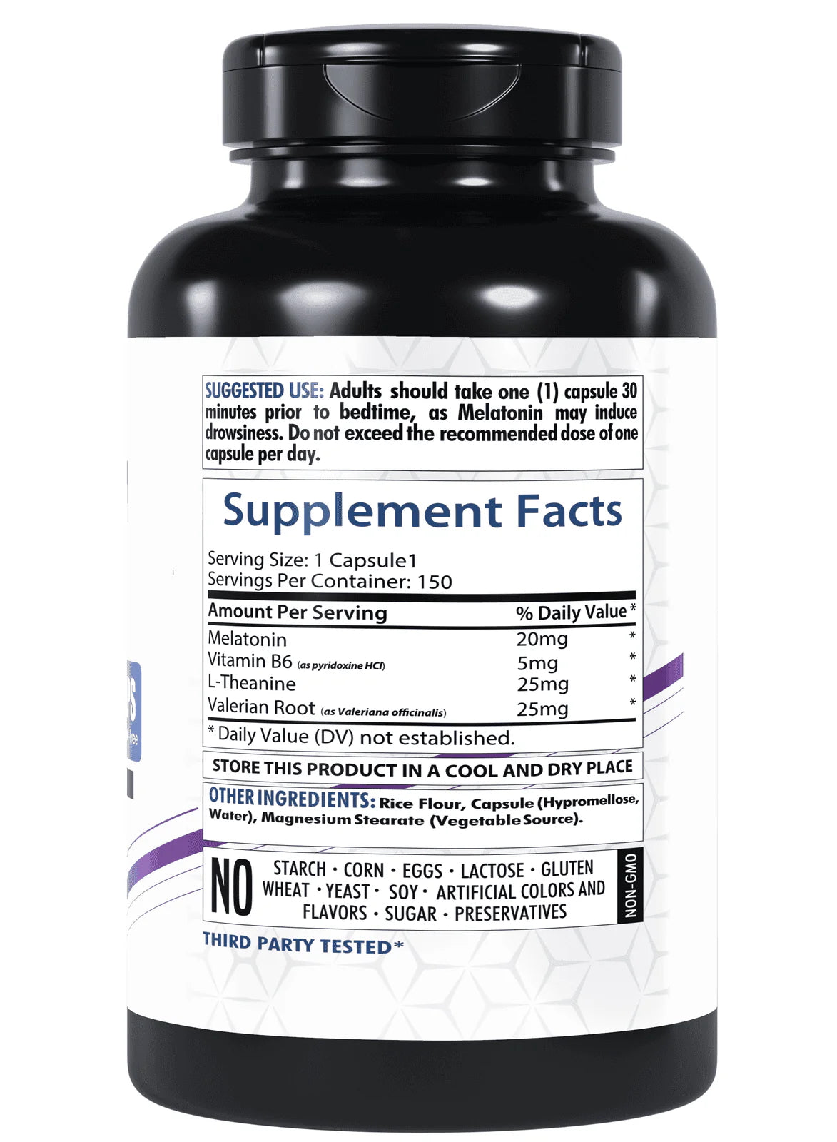 Melatonina Con L-Teanina, Valeriana Y Vitamina B6 Premium 150 cápsulas